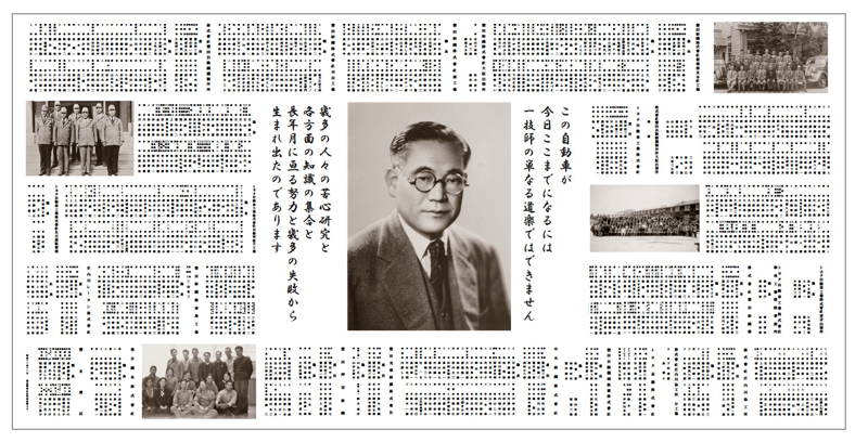 豊田喜一郎と創業メンバーの名前が掲載されたボード